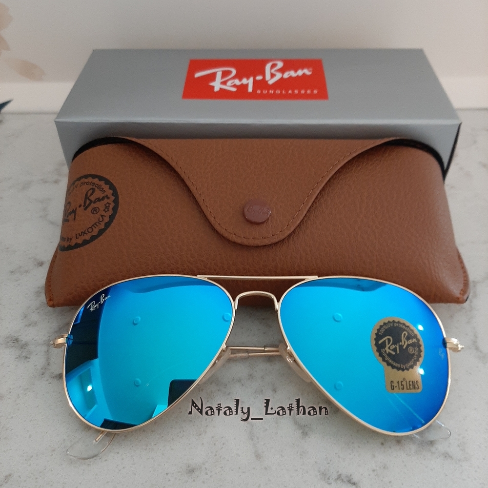 Ray Ban (Store Display) Aviator Blue Mirror Lens RB3025 - Picture 4 of 12
